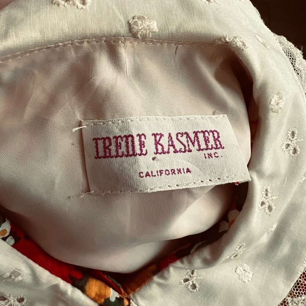 Vtg 70s Irene Kasmer Matching Floral Collared Blouse & Mini Skirt Set Size XS - Picture 7 of 7